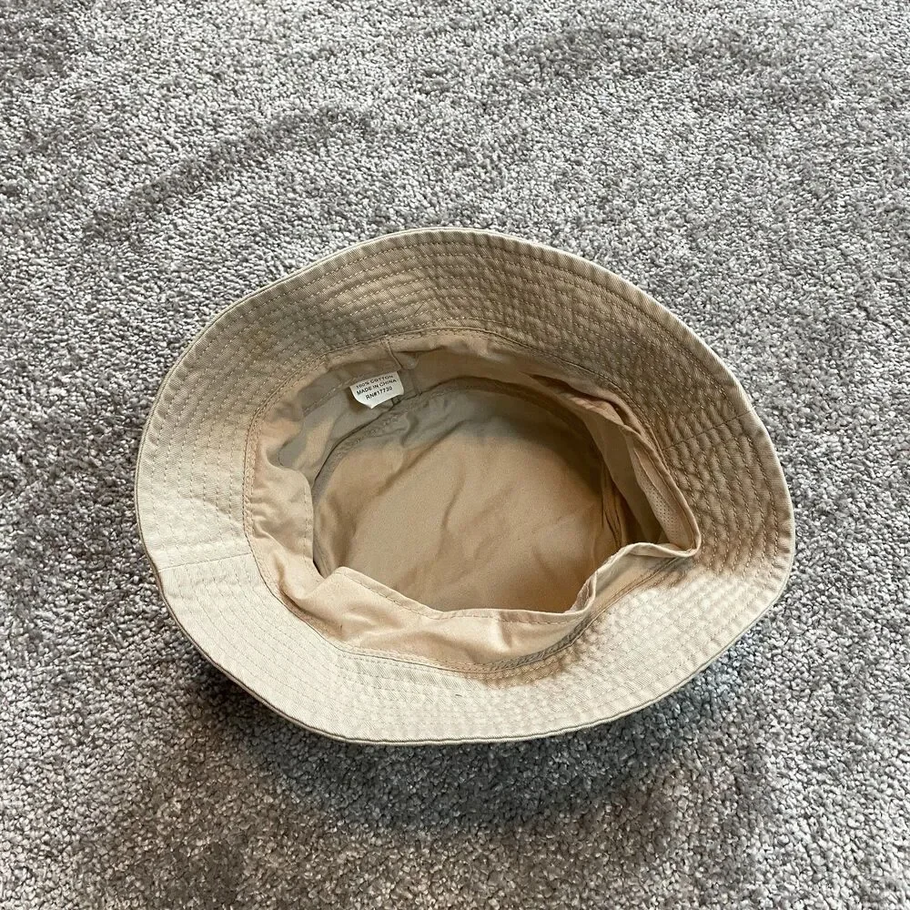 Unbranded Bucket Hat Kids One Size Beige Cotton Sun Cap Solid Basic Outdoor